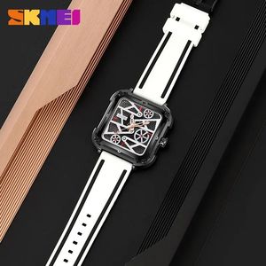 Montre Skmei 9363 pour homme, grand cadran carré, style business et loisirs, design unique, bracelet en silicone, étanche, quartz, montres pour homme - Product Image 4