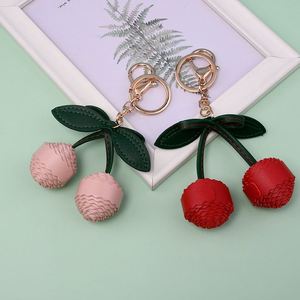 Keychain <b>Bag</b> <b>Charm</b> Cute Pu Leather Pendant for Purse Handbag Cherry <b>Charms</b> Accessories Gifts - Product Image 3