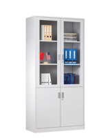 Armoire de rangement en métal durable avec portes doubles en verre pour le classement de documents de bureau
