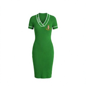 <span class=keywords><strong>Robe</strong></span> chemisier maxi tricotée taille haute ajustée à contraste de couleurs pour femme, style A-line, idéale pour l'été – Personnalisation OEM/ODM - Product Image 1