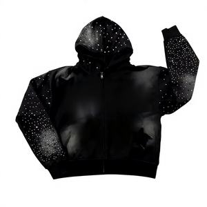 Novedad 2026: Sudadera con capucha para hombre, con logo personalizado, estilo vintage, de felpa, corte holgado, Monkey Wash, 404GSM, con efecto splash ink y desgastado, con cremallera. - Product Image 1