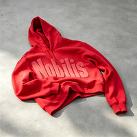 Sweat-shirt à capuche court personnalisé en molleton épais 400 g/m² avec logo imprimé en relief 3D, style streetwear oversize pour homme