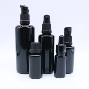 50ml 100ml Black UV Violet Glass Bottle Cosmetic Packaging Container