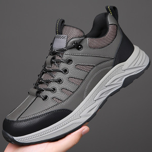 Zapatos de Senderismo para Hombre, Color Gris Caqui, con Cordones, Transpirables, Tacón Bajo, Suela Gruesa, Zapatos Casuales de Trabajo - Product Image 1