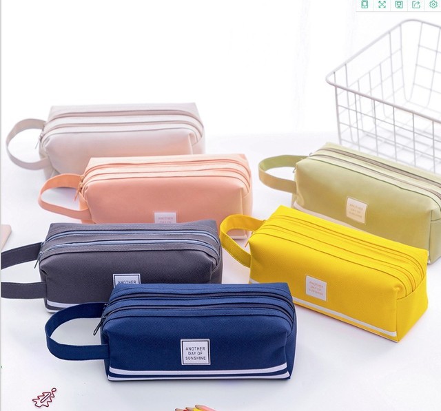 Large Capacity Oxford Canvas Pencil Case for Girls Fabric Pencil Bags