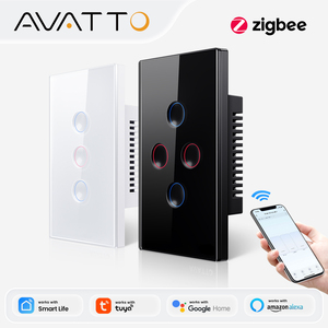 AVATTO TS02 Tuya Wifi/Zigbee Panel Táctil, Interruptor de Luz Inteligente para el Hogar, Control por Voz, Compatible con Alexa y Google, Aplicable en EE. UU. - Product Image 1