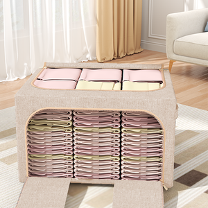 صندوق تخزين قماشي قابل للطي، سعة كبيرة لتخزين الملابس والأثاث المنزلي وألعاب الأطفال وتنظيم الأحذية - Product Image 3