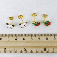 Boucles d'oreilles pour femmes Adorable panda rouge émail cerise Boucles d'oreilles