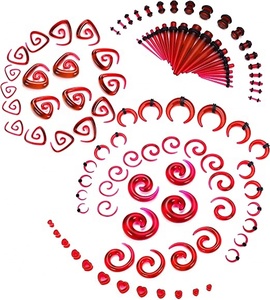 102pcs Tai kéo dài <span class=keywords><strong>kit</strong></span> đồng hồ đo Expander thiết lập Acrylic tapers phích cắm Silicone đường hầm móng ngựa xoắn ốc cho tai - Product Image 2