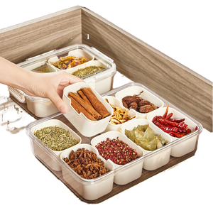 Hộp đựng đồ ăn nhẹ bằng nhựa trong suốt di động có khay đựng thức ăn chia ngăn, nắp đậy, tay cầm, hộp đựng gia vị tiện lợi, dễ mang theo - Product Image 2