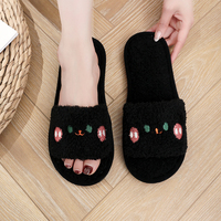 Pantoufles Femmes Gros Personnalisées Chaussons Maison Mignons Smiley Mode Fourrure Chaussons de Sécurité