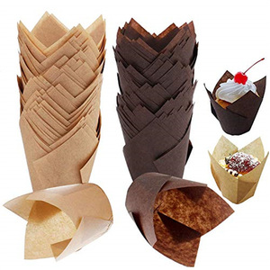 Tulip Paper Cupcake Liners 100 Pcs Natural Brown 100 Pcs Coffee Brown Heat Resistant Baking Muffin Cups Cake Tools - Product Image 1