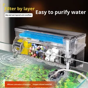 2026 Nieuwe 3-in-1 Multifunctionele Aquariumfilterbox Stille Waterval <span class=keywords><strong>Aquarium</strong></span> Hang-on Filter voor Kleine Visbakken - Product Image 2