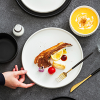 Assiette Moderne Cannelée en Céramique Écologique, Style Colonne Romaine Vintage, Plat à Steak en Porcelaine, Bol Créatif pour Salade et Soupe, Style Européen