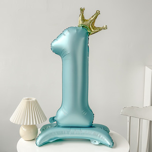 Globo de aluminio con número azul de pie de corona de <span class=keywords><strong>42</strong></span> pulgadas para decoración de fiesta de cumpleaños de aniversario de San Valentín - Product Image 3
