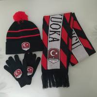 Jacquard Sports Fan Jubel Custom Fußball Schal Fans Sport Gestrickte Schal Hut Handschuhe Set