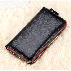Genuine Leather Luxury Long Ladies Simple <b>RFID</b> Feature Open Closure Type Short <b>Wallet</b> Purse Coin for Women Girls Wholesale - Product Image 1
