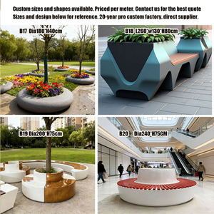 Custom FRP Tree Planter <b>Bench</b> Artistic Seating Modern Outdoor Furnishings Public Stool for Industrial Green Areas - Product Image 4