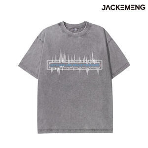 T-shirt Oversize Lavata 'Let's Explore Space Together' Stile Streetwear Retrò, Maglietta Hip Hop a Maniche Corte, Disponibile all'Ingrosso dal Magazzino Locale USA - Product Image 4