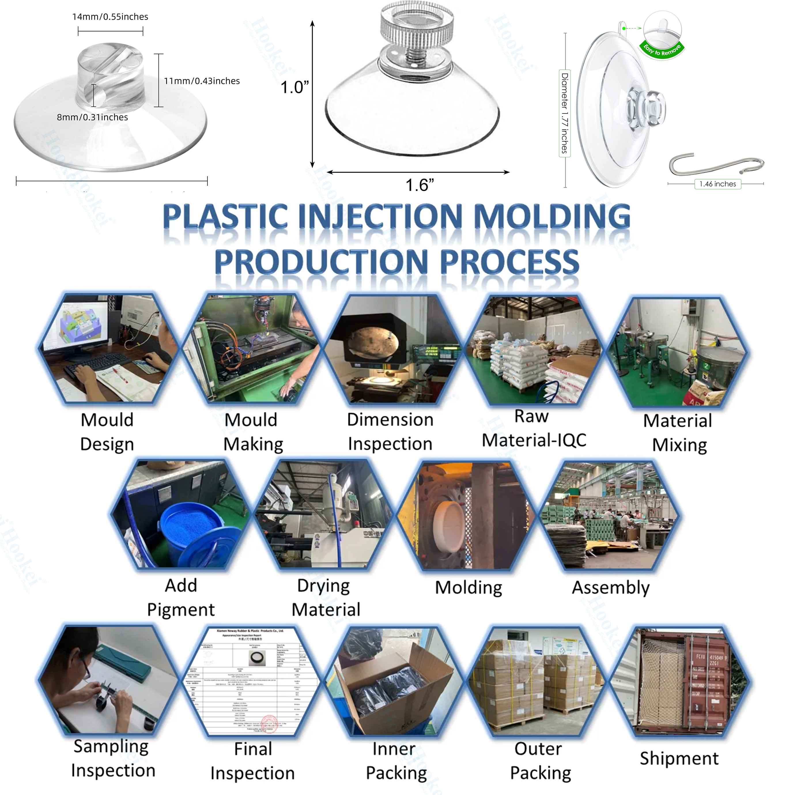 45 mm Ganci Ventosa Parete in Plastica Trasparente da Cucina Bagno
