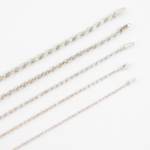 Popular Collar de plata de ley 925, cadena de cuerda de corte de diamante de 1mm, 1,2mm, 1,5mm, 2mm, 2,5mm y 2,9mm, joyería chapada en rodio