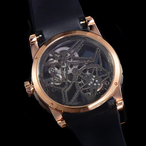 Premium Grade <b>Rose</b> Gold Skeleton Waterproof Blue Camo Luminous Flying Tourbillon High-End Precision Men Manual Mechanical Watch - Product Image 4
