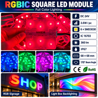 Module LED carré, module LED numérique, module LED programmable, IC 16703, DC24V, 360lm, lentille 170 degrés pour éclairage de signalisation à changement de couleur