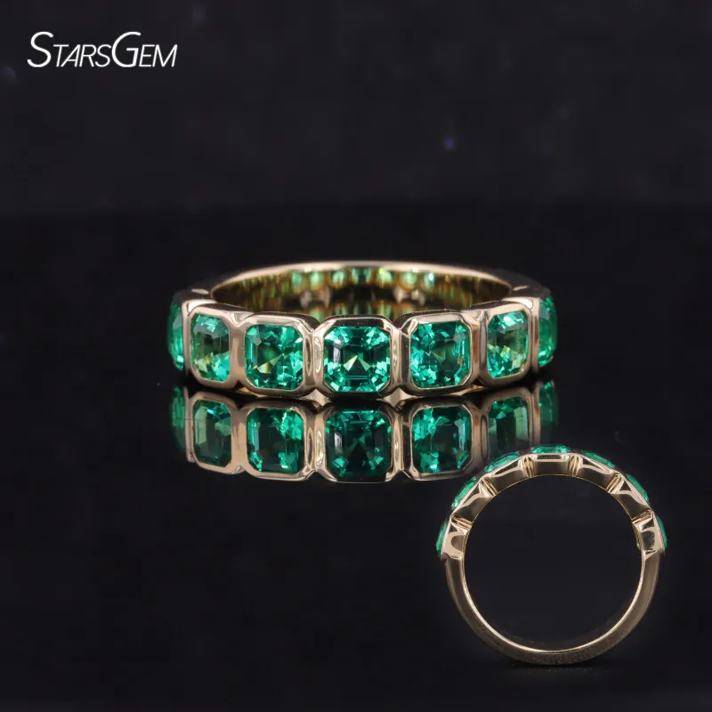 Starsgem perhiasan kustom 3.5mm zamrud dengan cincin emas 10k untuk wanita