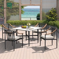 Express Garden Outdoor Aluminium Teck Accoudoir Dining Garden Table Set Patio Restaurant Furniture Outdoor Bistro Table and Chairs