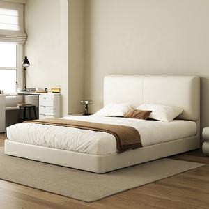 Lit double Zayshine en cuir véritable de style minimaliste italien, grand lit de 1,8 mètre, fonction de rangement, lit double moelleux - Product Image 3