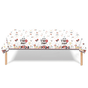 Ensemble de vaisselle jetable sur le thème de la course automobile TWO FAST pour fête d'anniversaire, 40-60 pièces, nappes, assiettes, serviettes, gobelets pour enfants - Product Image 5