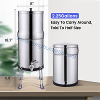 Système de filtration d'eau portable par gravité en acier inoxydable pour camping extérieur, 2,25 gallons, conforme aux normes NSF/ANSI 42 et 372
