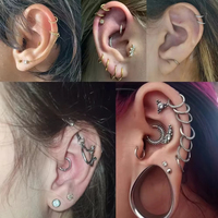 Anneau de piercing articulé en titane G23 ASTM F136 avec zircone cubique pour septum, nez, oreille (tragus, cartilage, daith) et lèvre