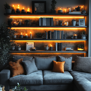 Mới Nhất Lớn Lưới Ssen Kệ Sách Tâm Trạng Kim Loại Cuốn Sách Giá Tủ Thư Hình Kệ Sách LED Thư Viện Tủ Sách Với Thang - Product Image 2