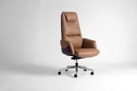 Chaise de direction de luxe ergonomique en cuir pivotante avec roulettes, mobilier de bureau, chaise de patron