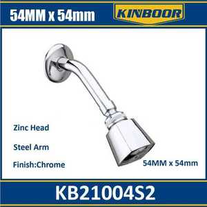 KINBOOR Shower Head 54x54mm Bright Chrome Zinc Alloy Wall Mount Jet Spray Modern Design - Product Image 1
