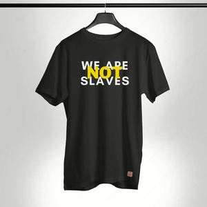 T-shirt Unisexe en Coton Oversize avec Impression Texte Audacieuse 'Nous ne sommes pas des <span class=keywords><strong>esclaves</strong></span>', Motif Graphique Motivant, Mode, Vente en Gros OEM - Product Image 3