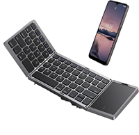 Clavier Bluetooth portable mini pliable en trois parties avec pavé tactile sans fil, clavier anglais pour ordinateur portable, iOS, Android, iPad