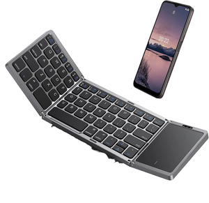 Plastic Portable Mini Three-Folding bluetooth Keyboard Wireless Touchpad English keyboard Laptop for IOS <b>Android</b> iPad - Product Image 1