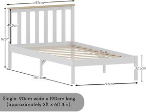 Inweto singolo formato sofisticato Design moderno solido pino in legno <span class=keywords><strong>letto</strong></span> singolo 3FT con <span class=keywords><strong>testiera</strong></span> per camera da <span class=keywords><strong>letto</strong></span> bianco naturale - Product Image 5