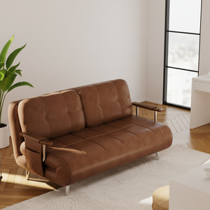 <strong>High</strong> Quality European Luxury Modern Single <strong>Double</strong> Leather Sofa Bed <strong>Small</strong> Size Apartment <strong>Sleeper</strong> Folding Pull Out Sofa Bed - Product Image 1
