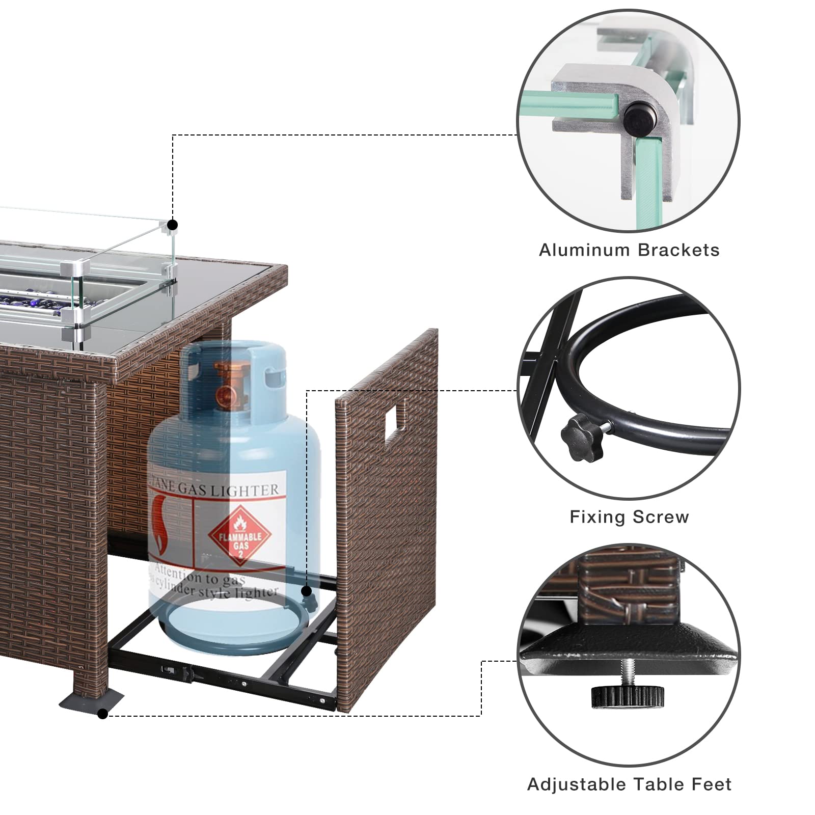 44in 50000 Btu Propane Fire Pit Table Auto Ignition