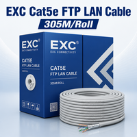 Câble réseau blindé EXC Cat5e FTP 24AWG en cuivre pur nu 305m Câble LAN intérieur CE RoHS