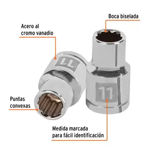 Juego de Llaves de Tubo de 11 mm, 12 Puntas, Accionamiento de 1/2'', Marca TRUPER - Product Image 2