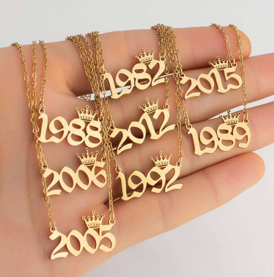 Stainless Steel Year Number Necklaces for Women Unique Design