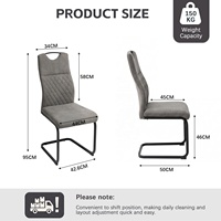 Chaise de restaurant rembourrée grise, chaise de cuisine, fabricant de chaises minimalistes en tissu, chaise cantilever pour salle à manger, pour l'ameublement commercial