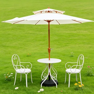 Parasol de terrasse pliable imperméable de 2,7 m avec cadre en fer à 8 baleines et double toit, couleur unie, vente en gros, OEM - Product Image 2