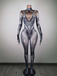 Combinaison moulante sexy pour femme, imprimé robot, avec strass, style showgirl, pour cosplay, jeu <span class=keywords><strong>de</strong></span> rôle et tenue <span class=keywords><strong>de</strong></span> <span class=keywords><strong>festival</strong></span> - Product Image 6