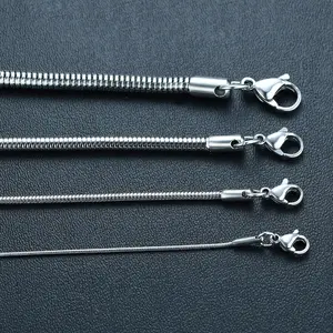 Hot Selling 1mm 2mm 3mm 4mm Round Snake Chain Necklace Stainless Steel