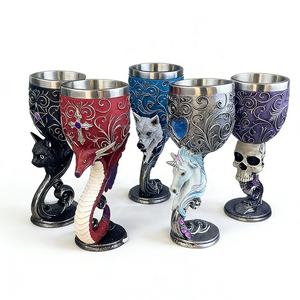 Verre à vin personnalisé en forme de dragon / chat / loup / squelette / <span class=keywords><strong>licorne</strong></span> de style médiéval rétro, décoration de coupe à vin rouge - Product Image 1